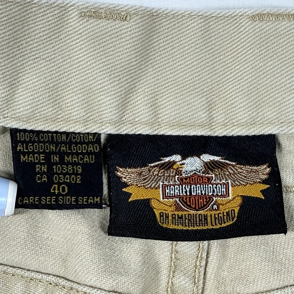 Vintage Harley Davidson Cargo Shorts Mens 40 Act. 38 Khaki Y2K Relaxed 10